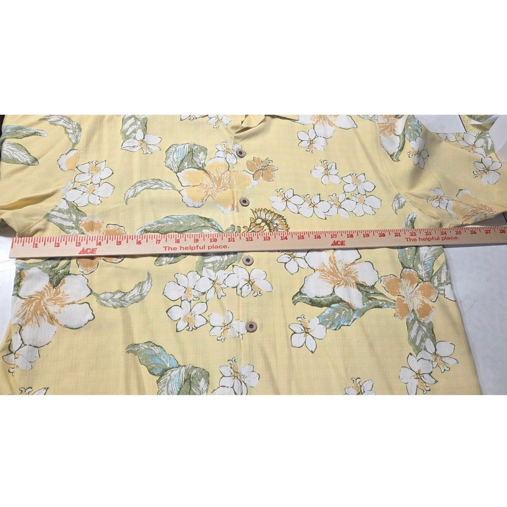 Tommy Bahama Camp Shirt Mens Large Yellow NWT Silk Batiki Coast Floral Tropical - Picture 4 of 6